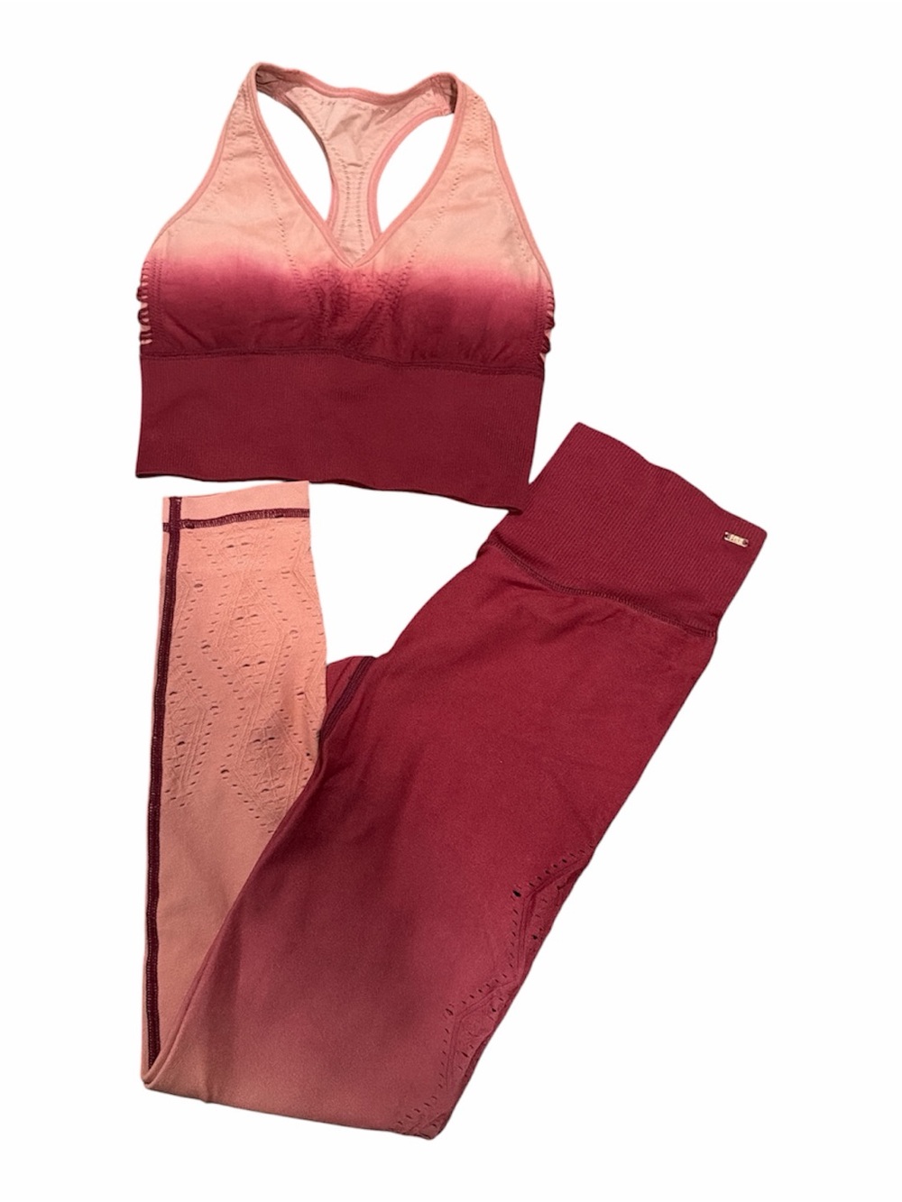 VS Pink Ombre Sports Bra & Leggings Set - Rosebud and Merlot Night Ombré